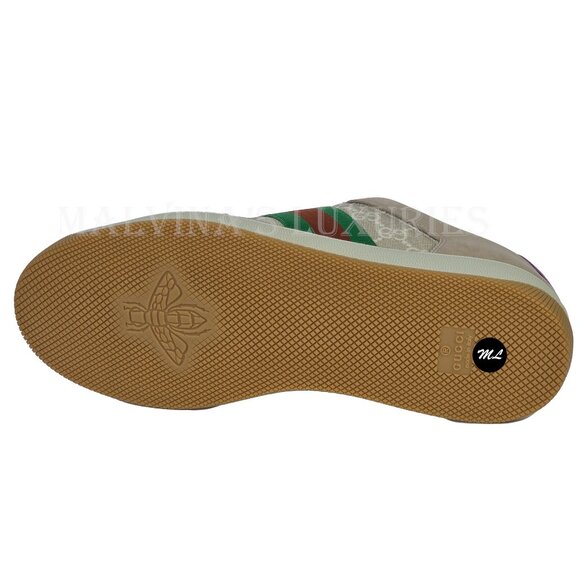 GUCCI SNEAKERS SCREENER LEATHER SHOES GG LOGO WEB STRIPE  sz 40.5 10.5 US - Picture 15 of 16